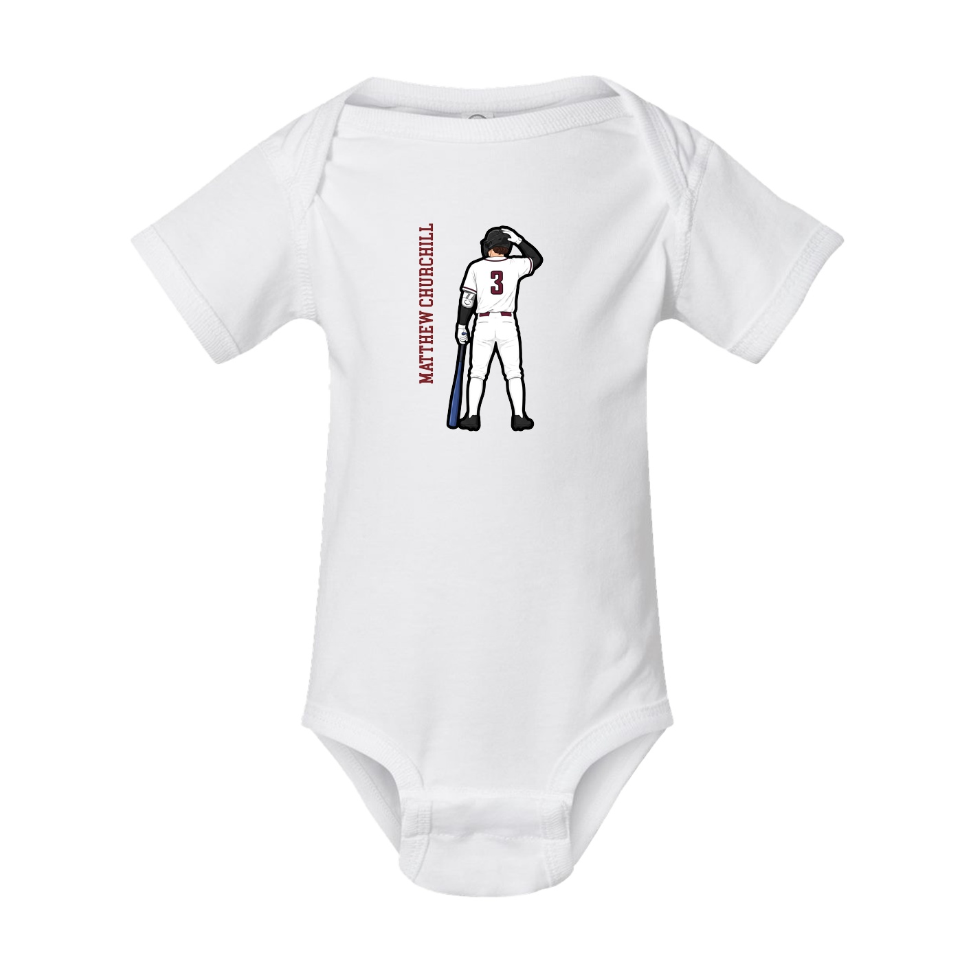 Baby Onesie — Name Vertical in White