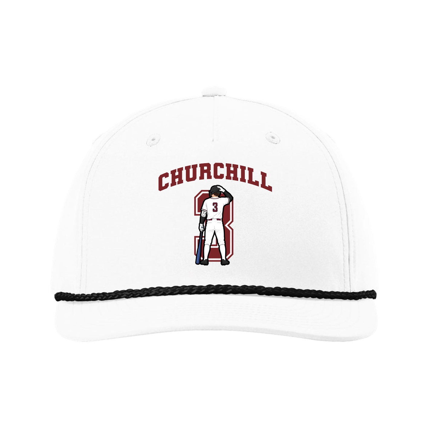 Five-Panel Classic Rope Cap — Number in White