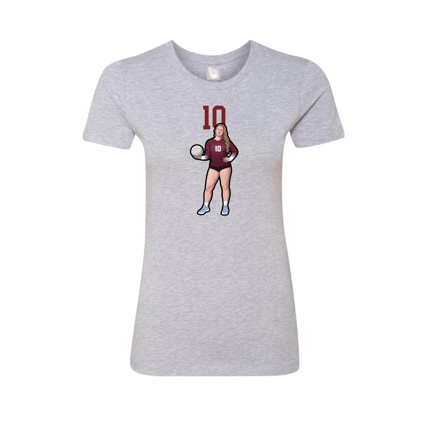 Fitted Women's Tee — Number Top in Grey