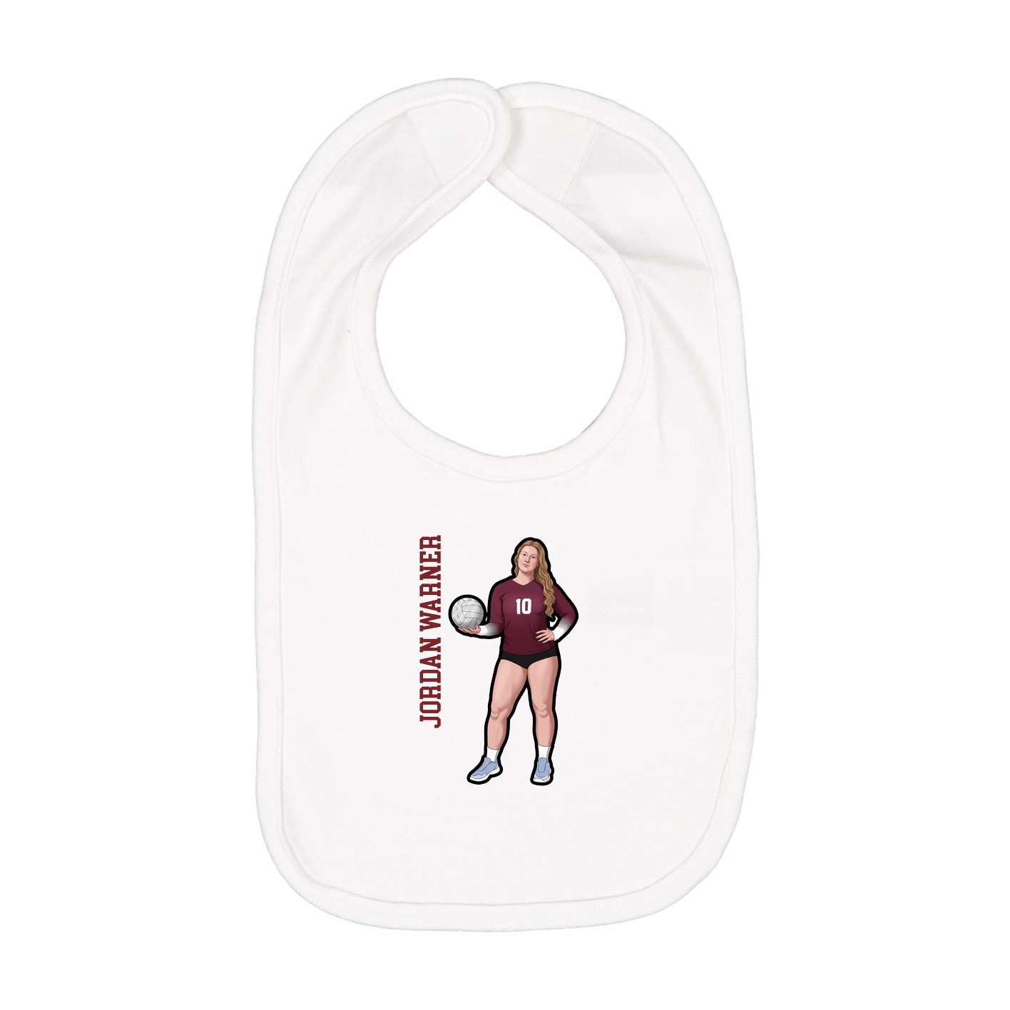 Infant Bib — Name Vertical in White