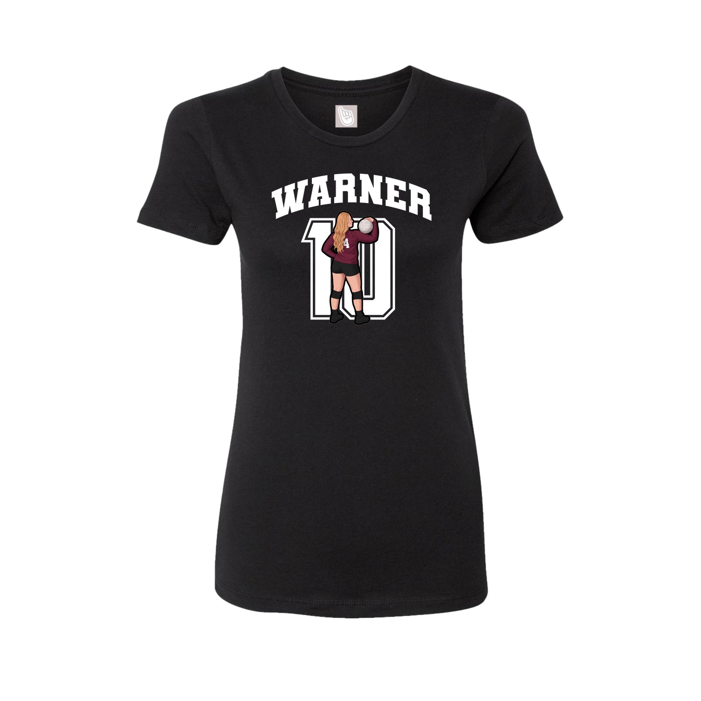 Fitted Women's Tee — Number in Black