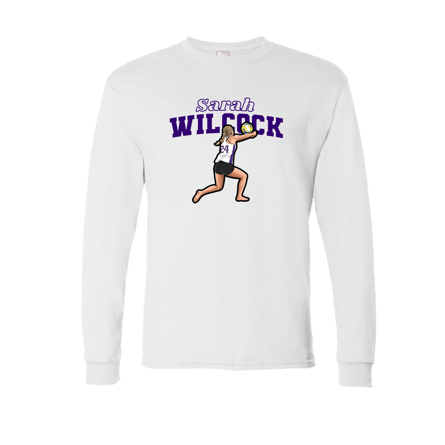 Long Sleeve Tee — Name Arch in White
