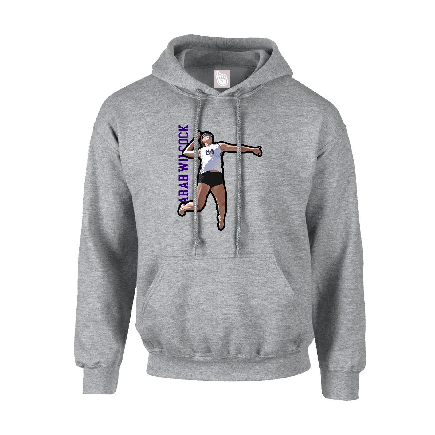 Youth Hoodie — Name Vertical in Grey