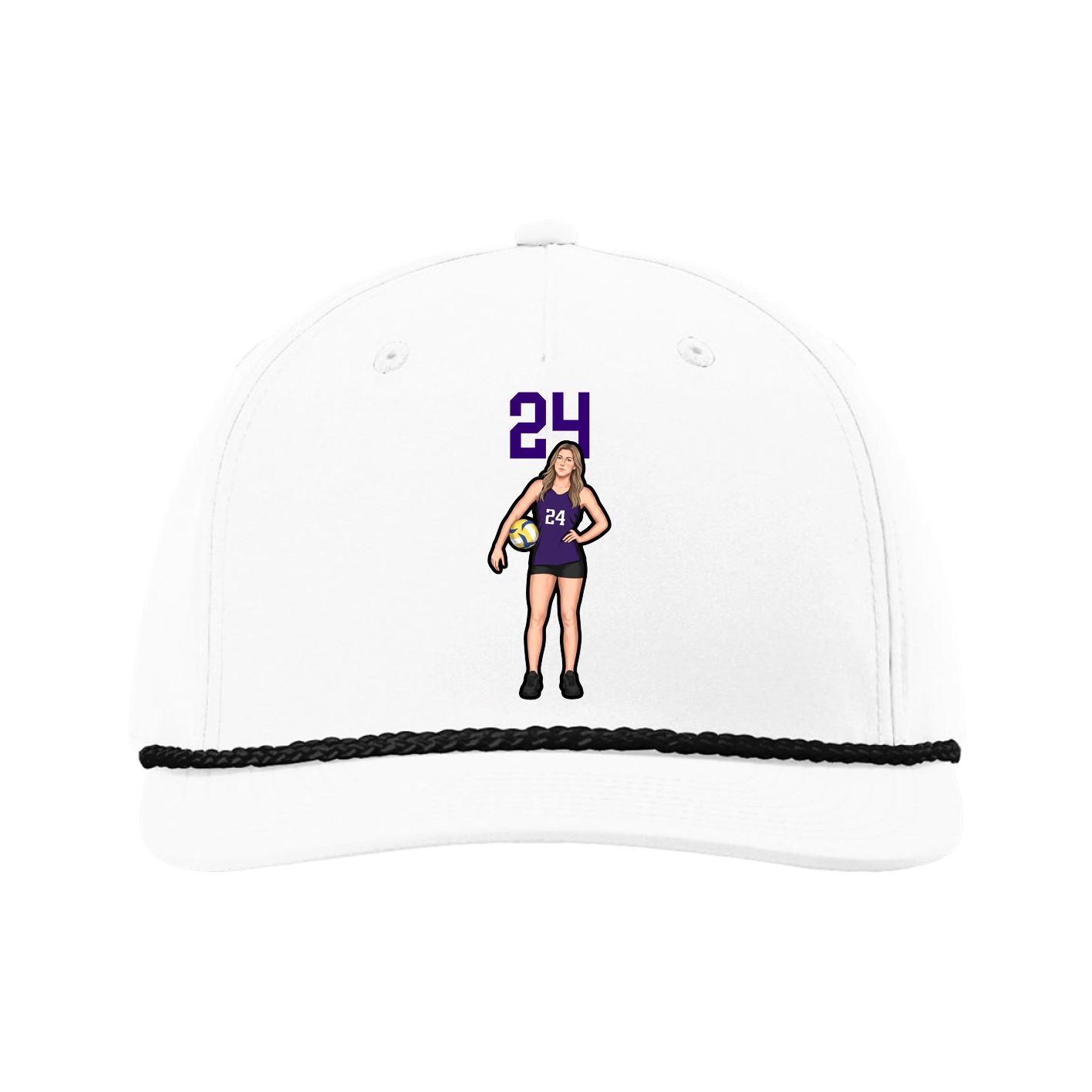 Five-Panel Classic Rope Cap — Number Top in White