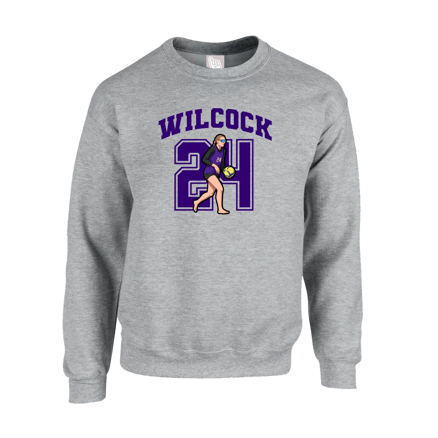 Fleece Crew — Number in Grey