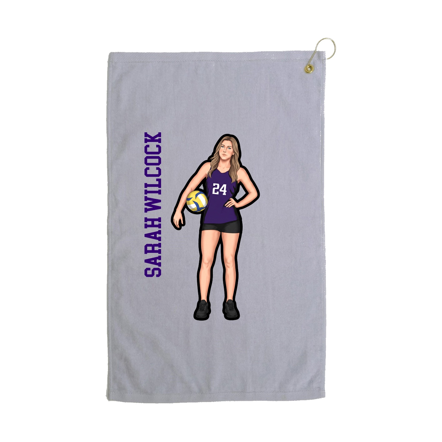 Golf Towel — Name Vertical in Grey