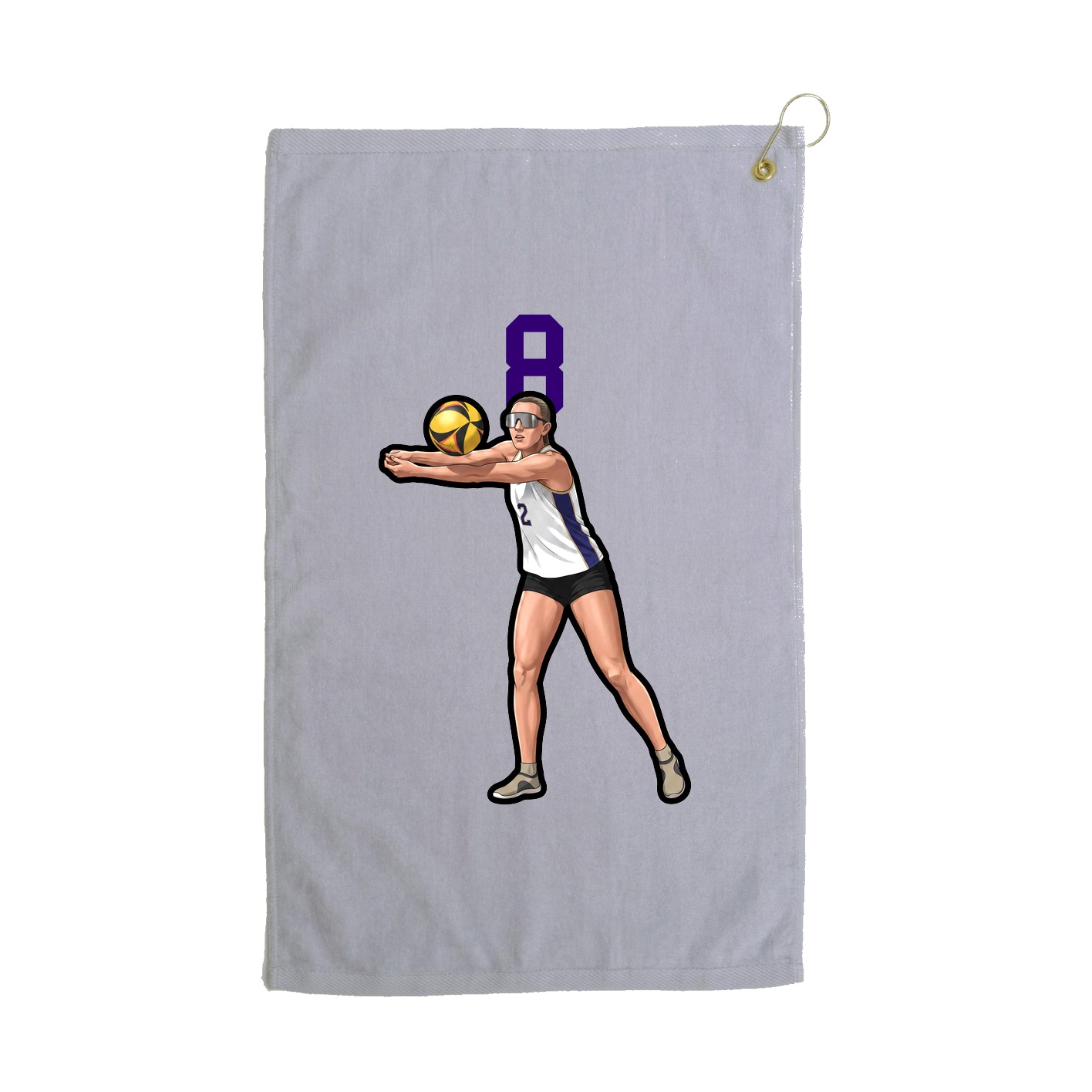 Golf Towel — Number Top in Grey
