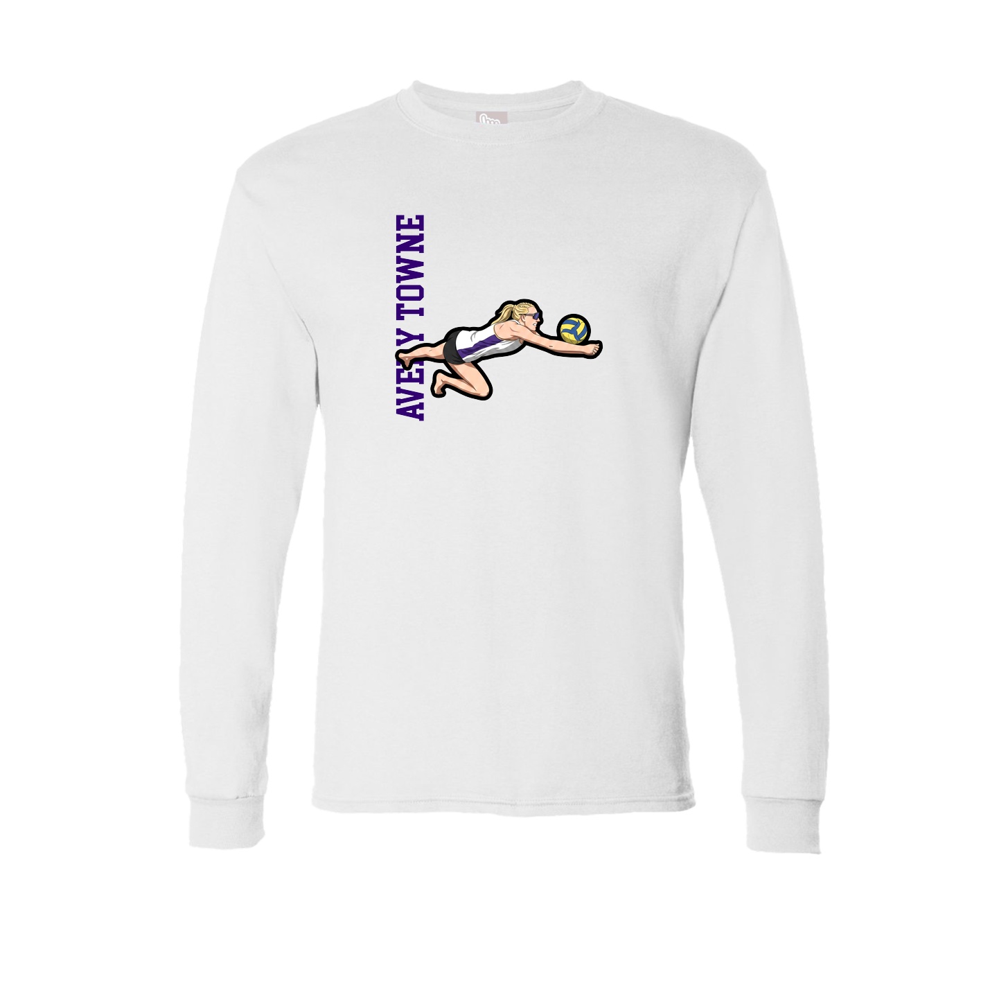 Long Sleeve Tee — Name Vertical in White