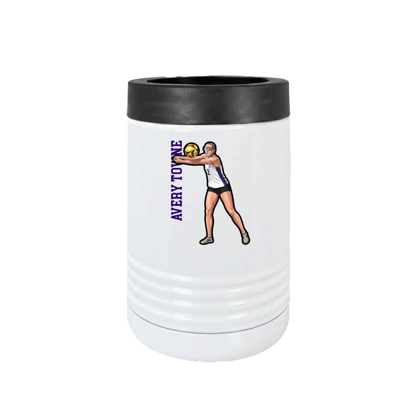 Beverage Holder — Name Vertical in White