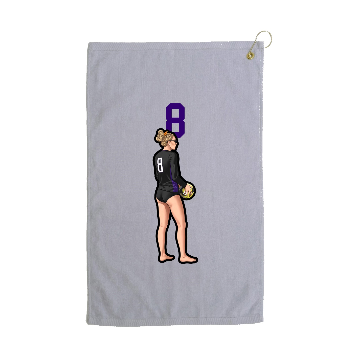Golf Towel — Number Top in Grey