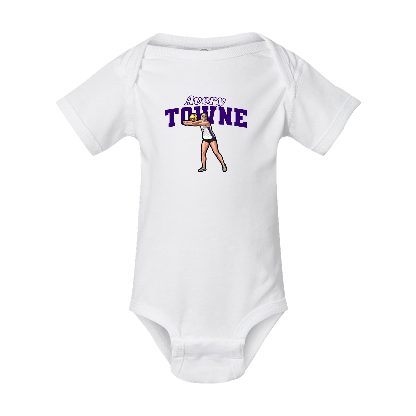 Baby Onesie — Name Arch in White