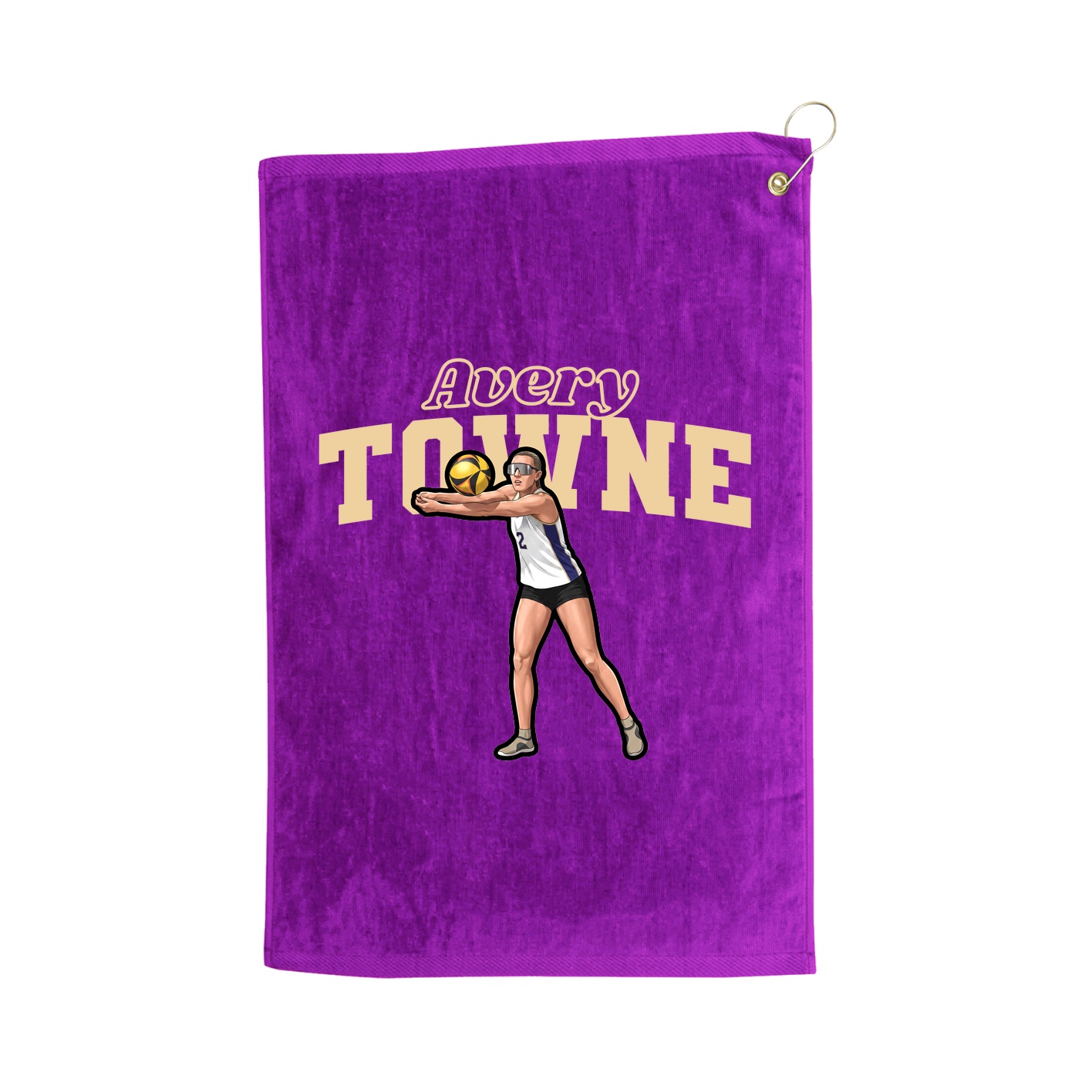 Golf Towel — Name Arch in Purple
