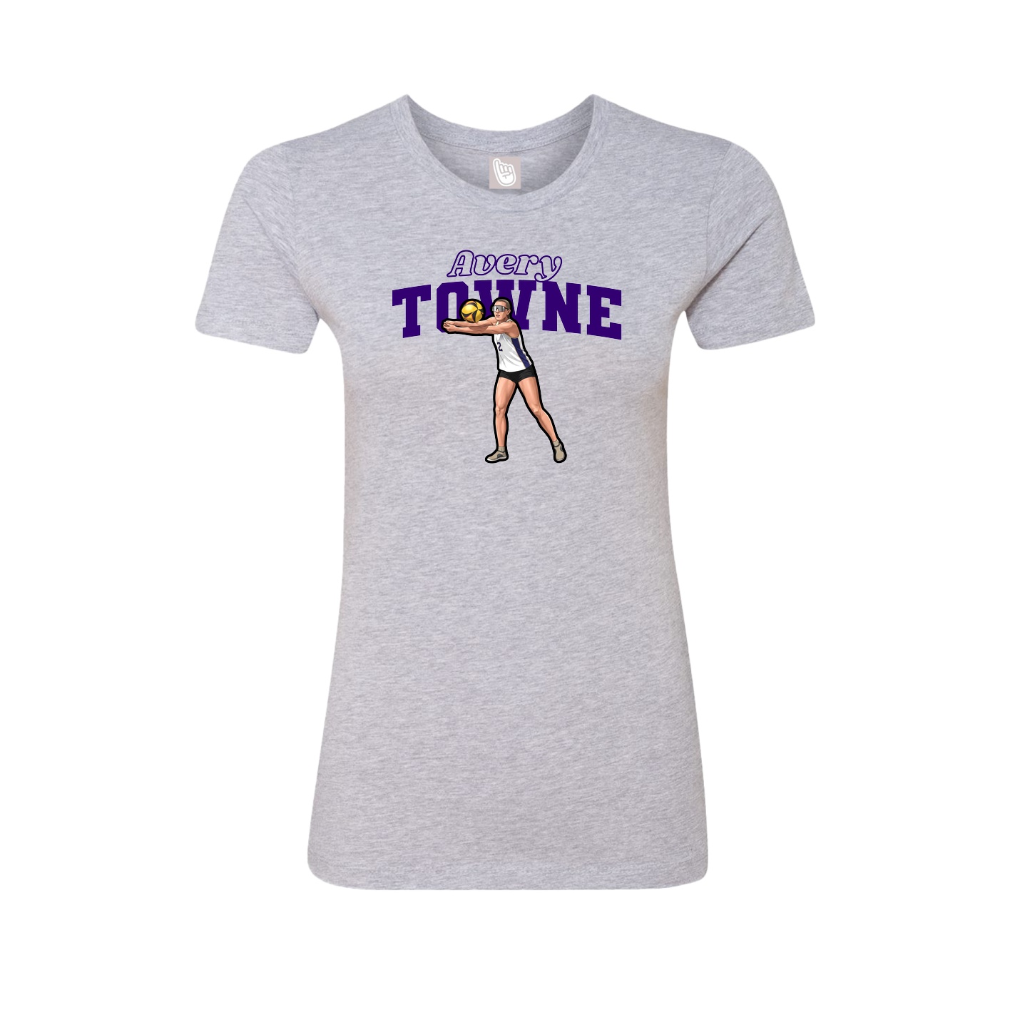 Fitted Women's Tee — Name Arch in Grey