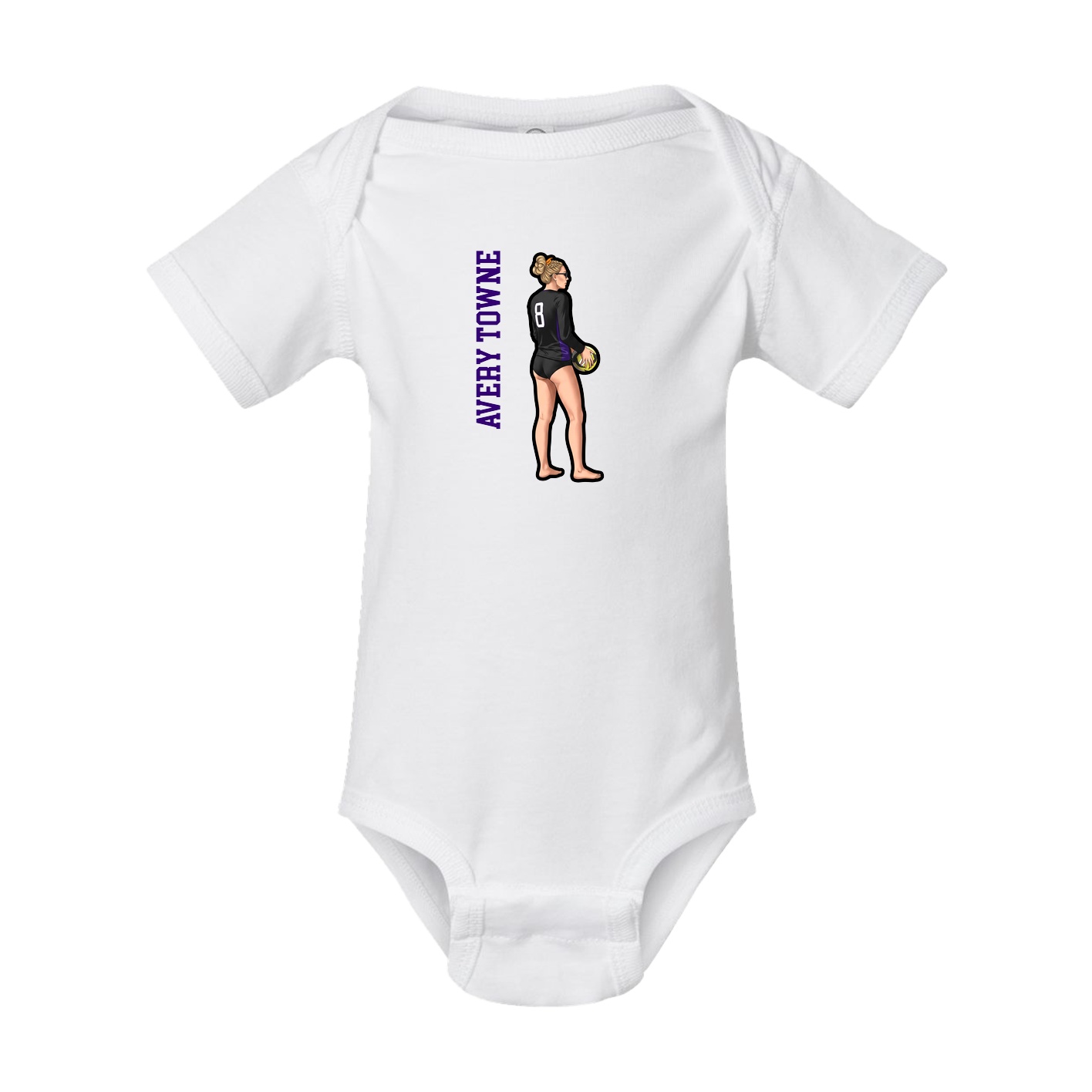 Baby Onesie — Name Vertical in White