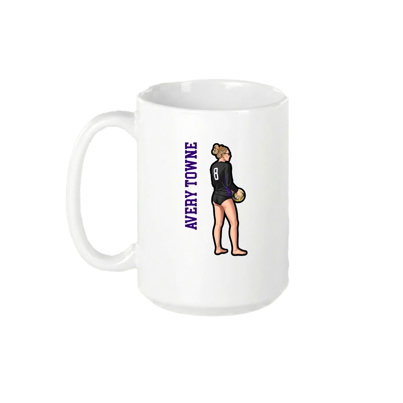 15oz Coffee Mug — Name Vertical in White