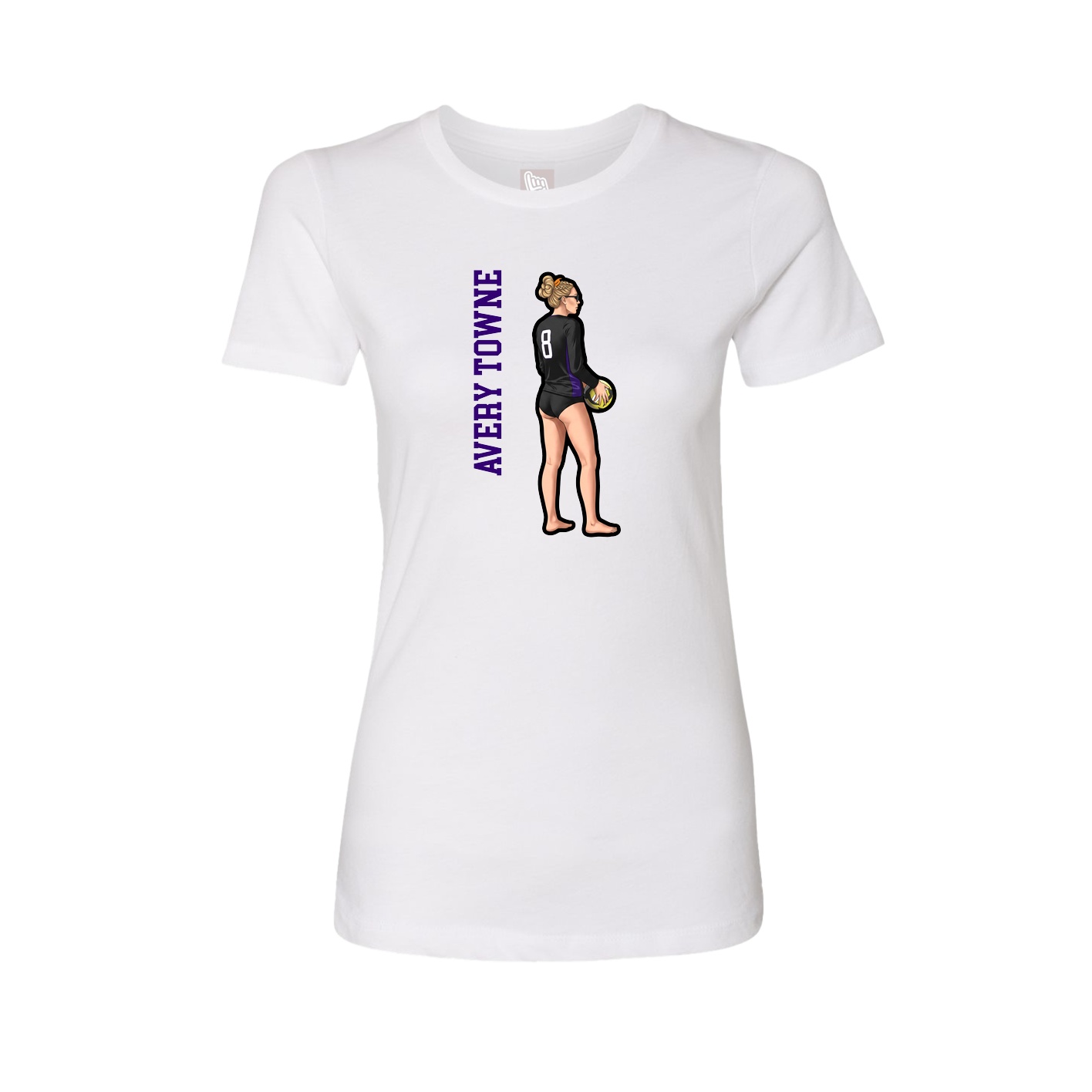 Fitted Women's Tee — Name Vertical in White