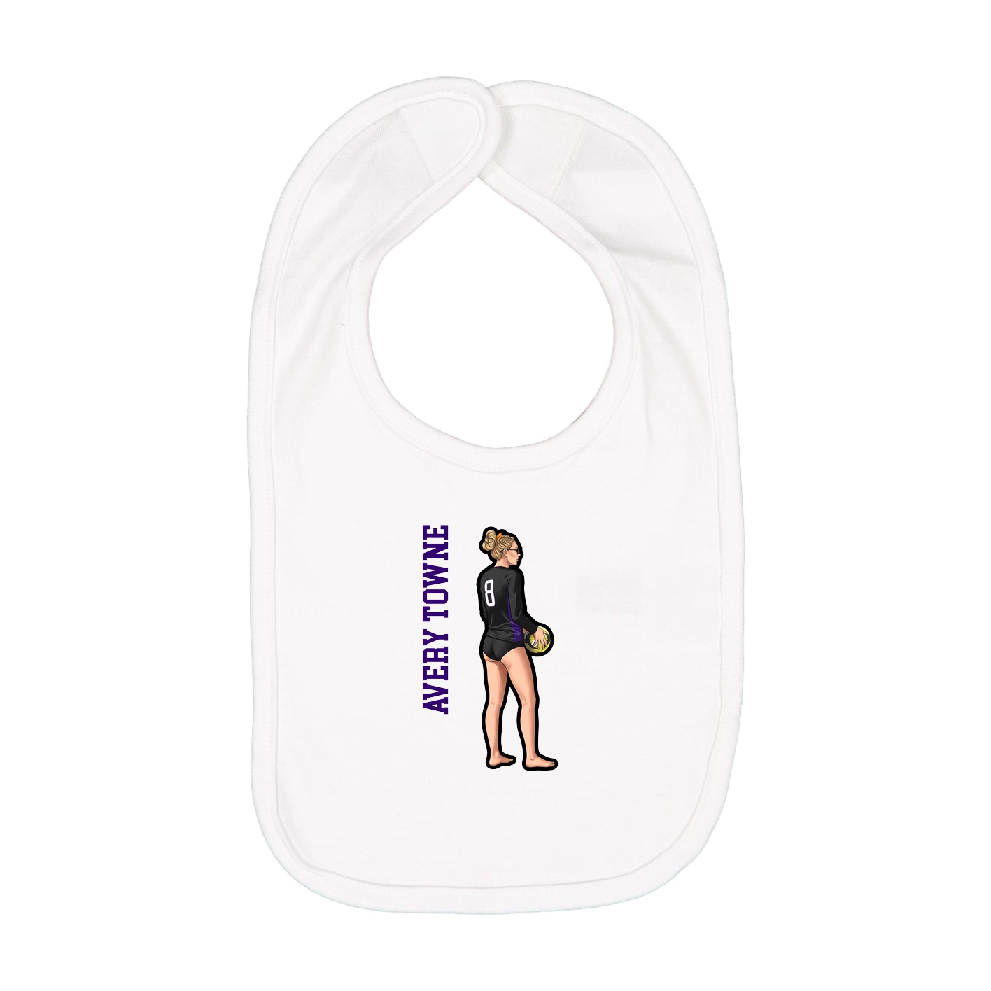 Infant Bib — Name Vertical in White