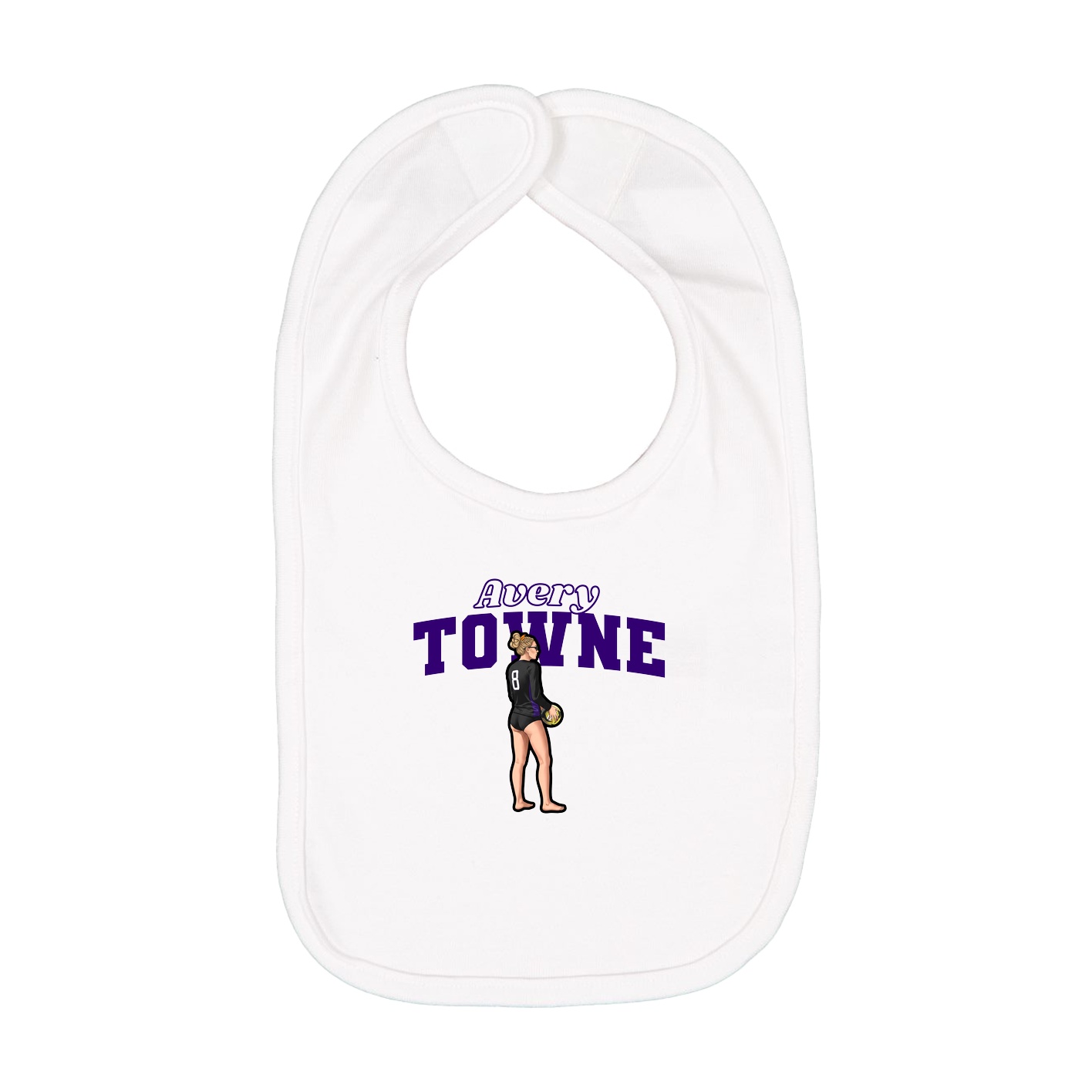 Infant Bib — Name Arch in White