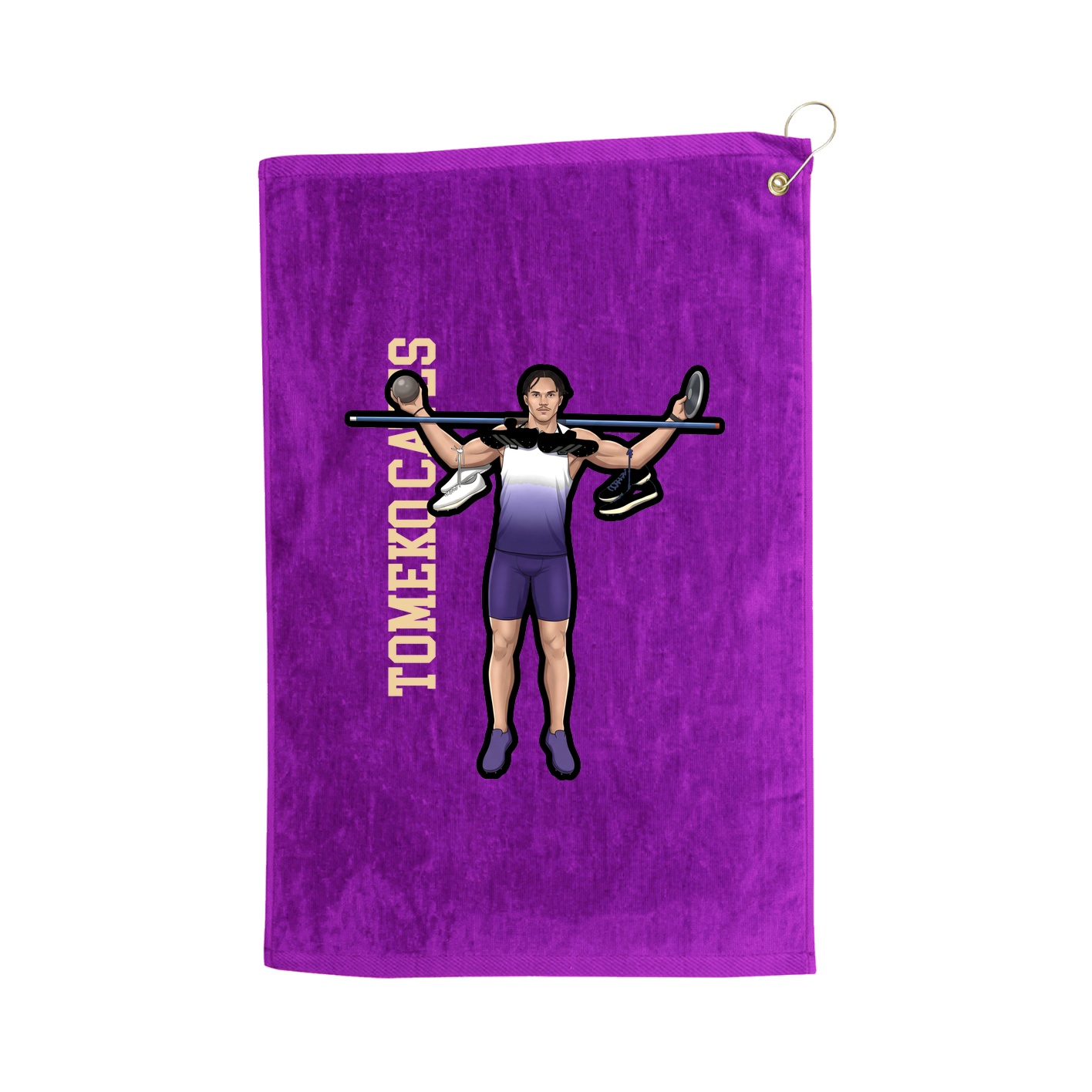 Golf Towel — Name Vertical in Purple