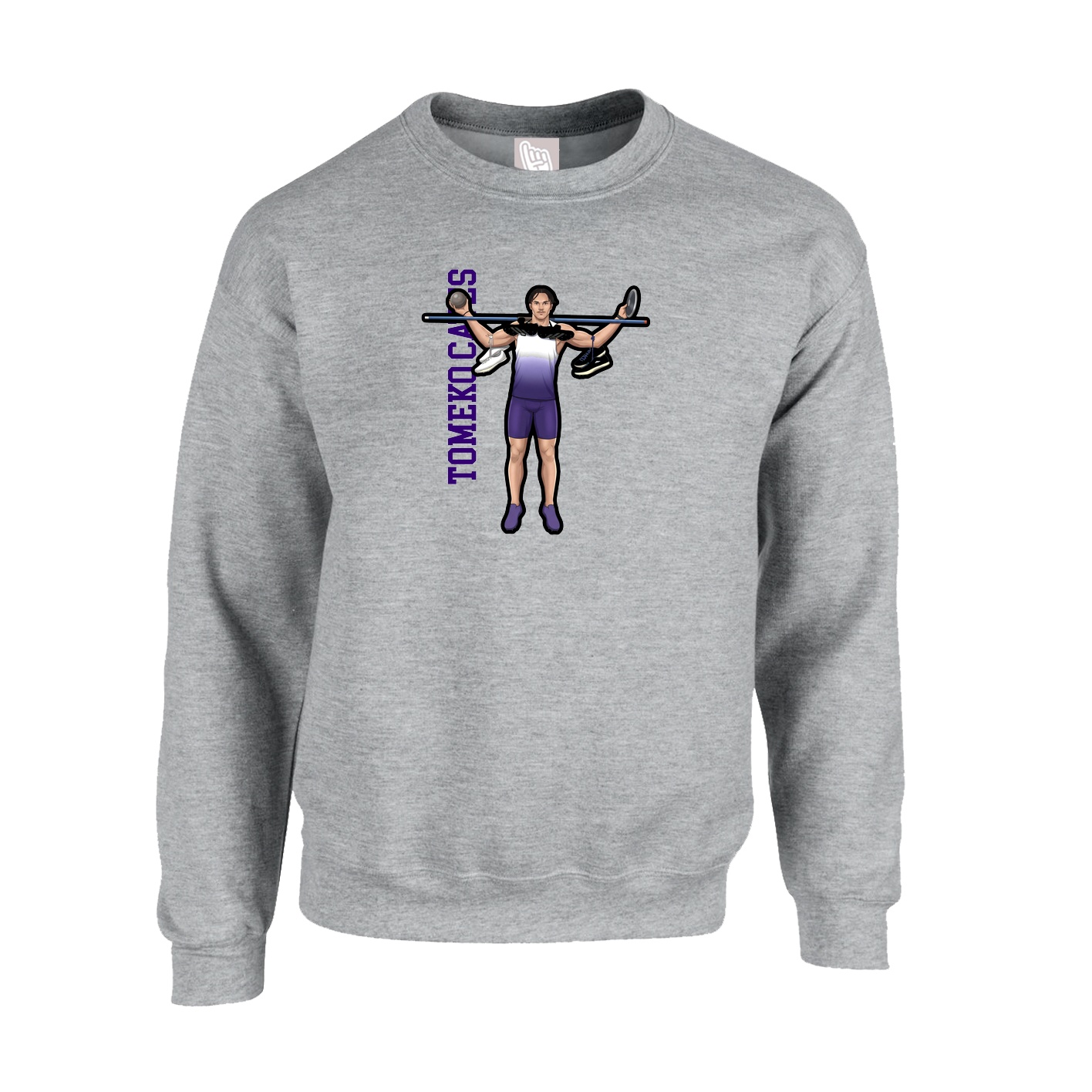 Fleece Crew — Name Vertical in Grey