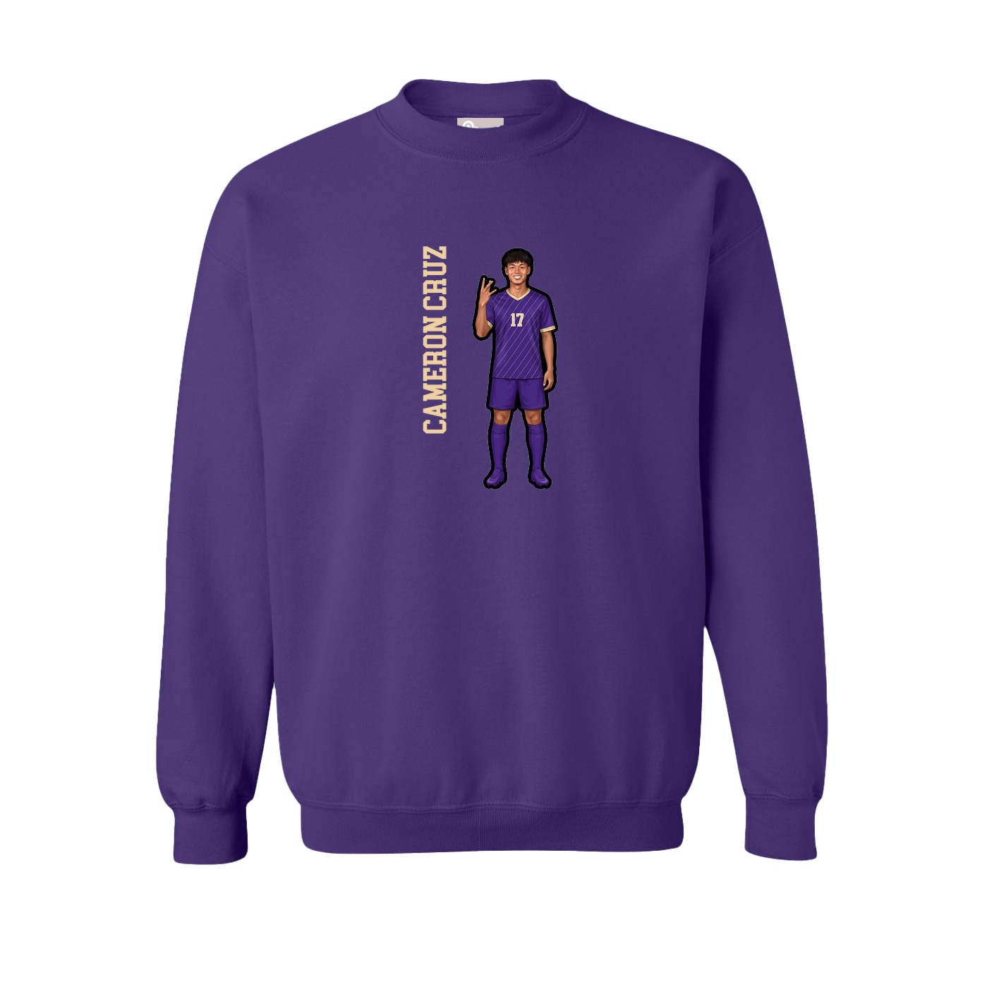 Fleece Crew — Name Vertical in Purple