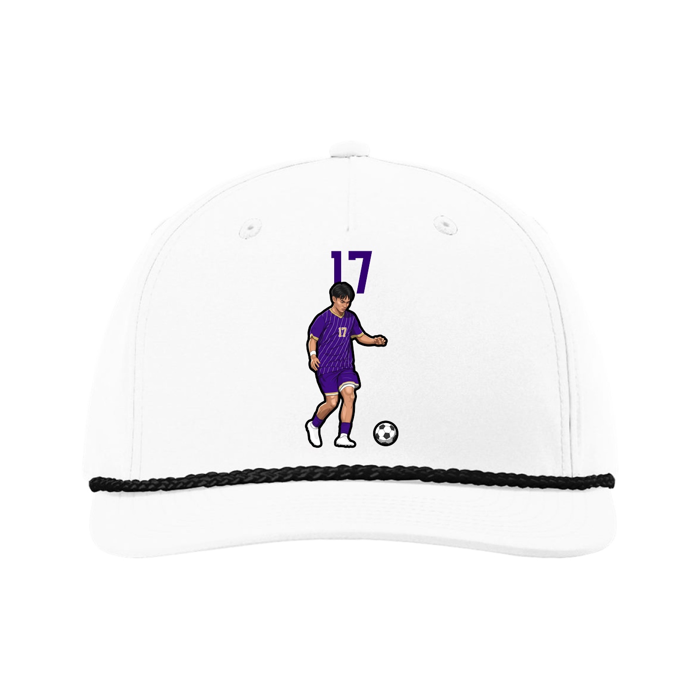 Five-Panel Classic Rope Cap — Number Top in White