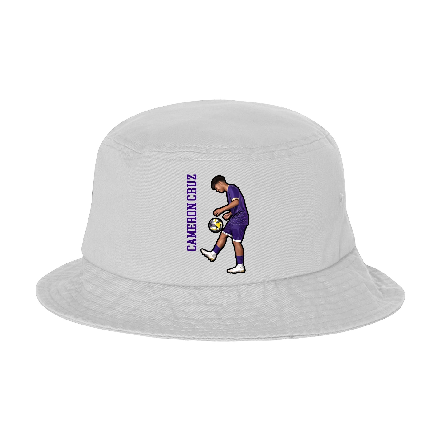 Bucket Cap — Name Vertical in White