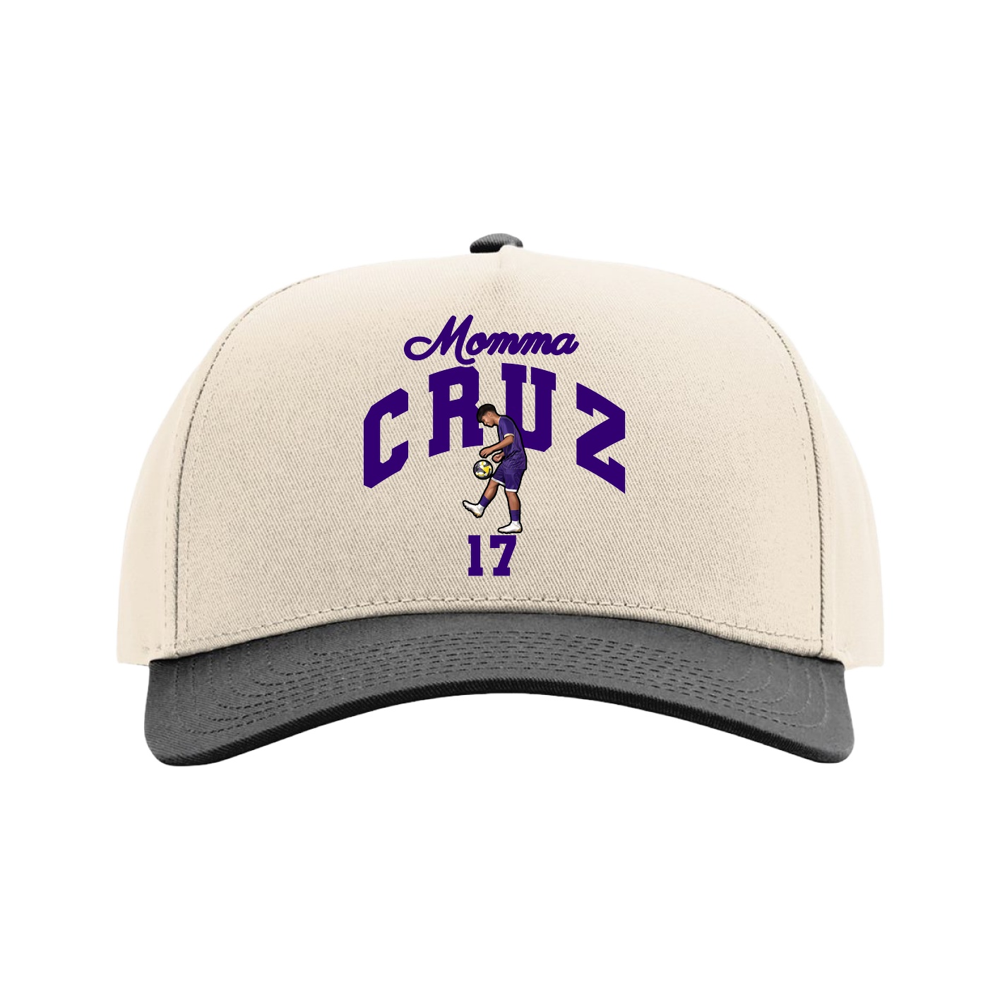 Full Fabric Five-Panel Champ Cap — Mothers Day Arch in Cream/Black