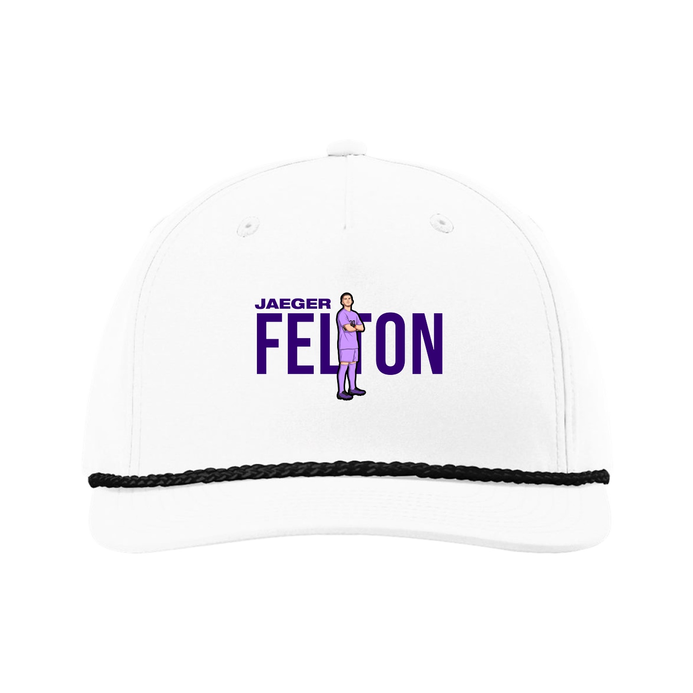 Five-Panel Classic Rope Cap — Player Name in White
