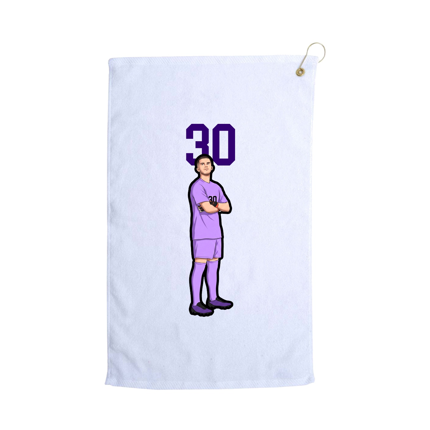 Golf Towel — Number Top in White
