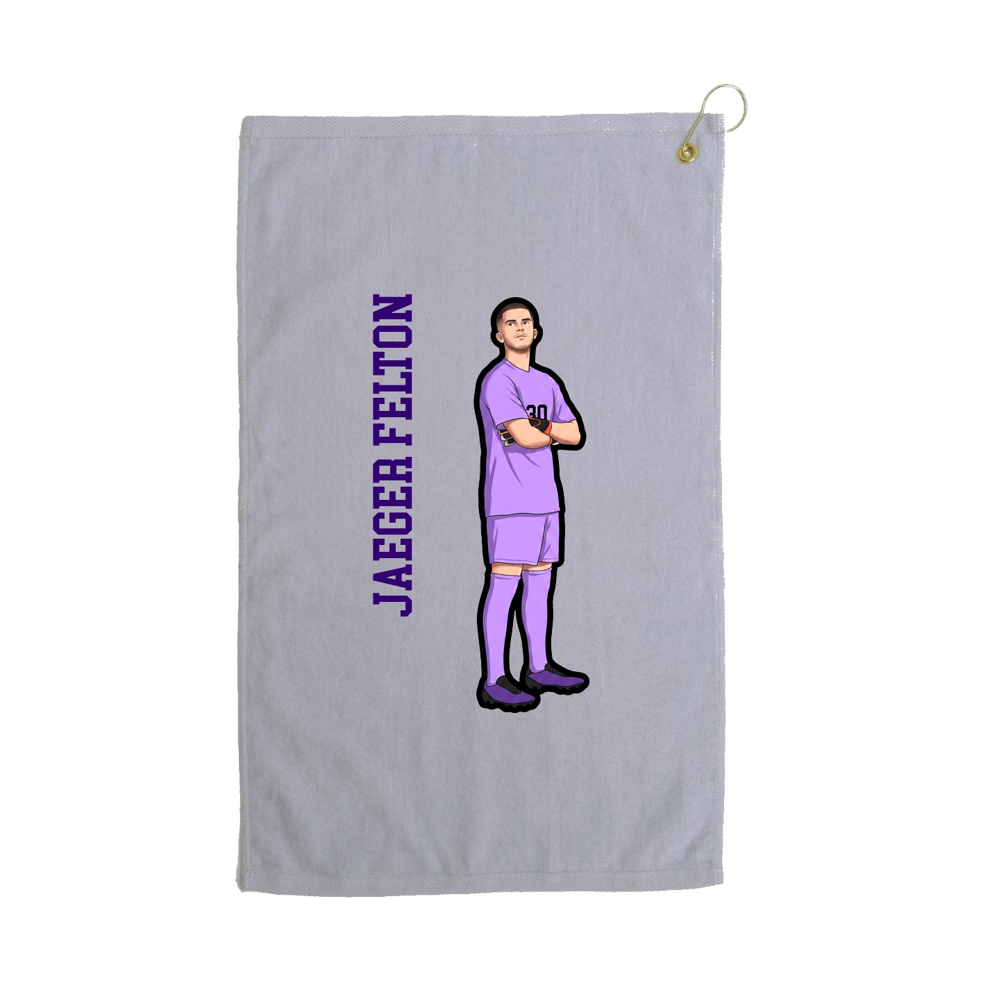 Golf Towel — Name Vertical in Grey