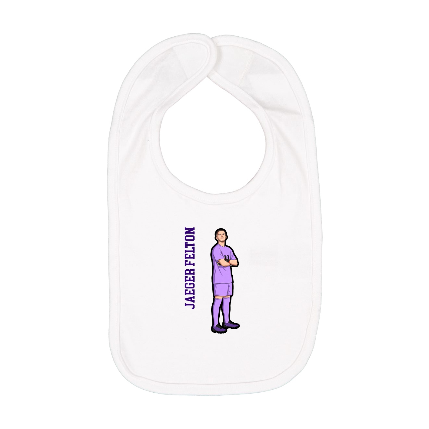 Infant Bib — Name Vertical in White