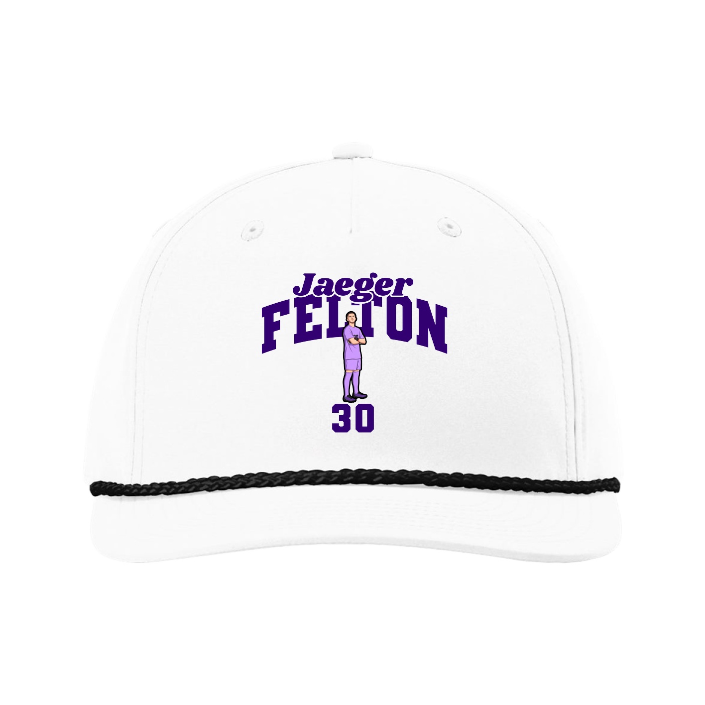 Five-Panel Classic Rope Cap — Signature Arch in White
