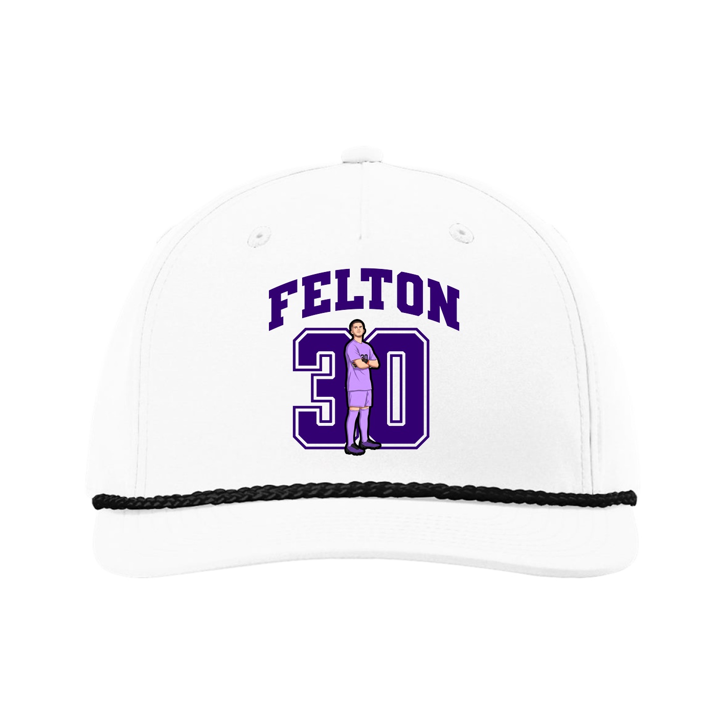 Five-Panel Classic Rope Cap — Number in White