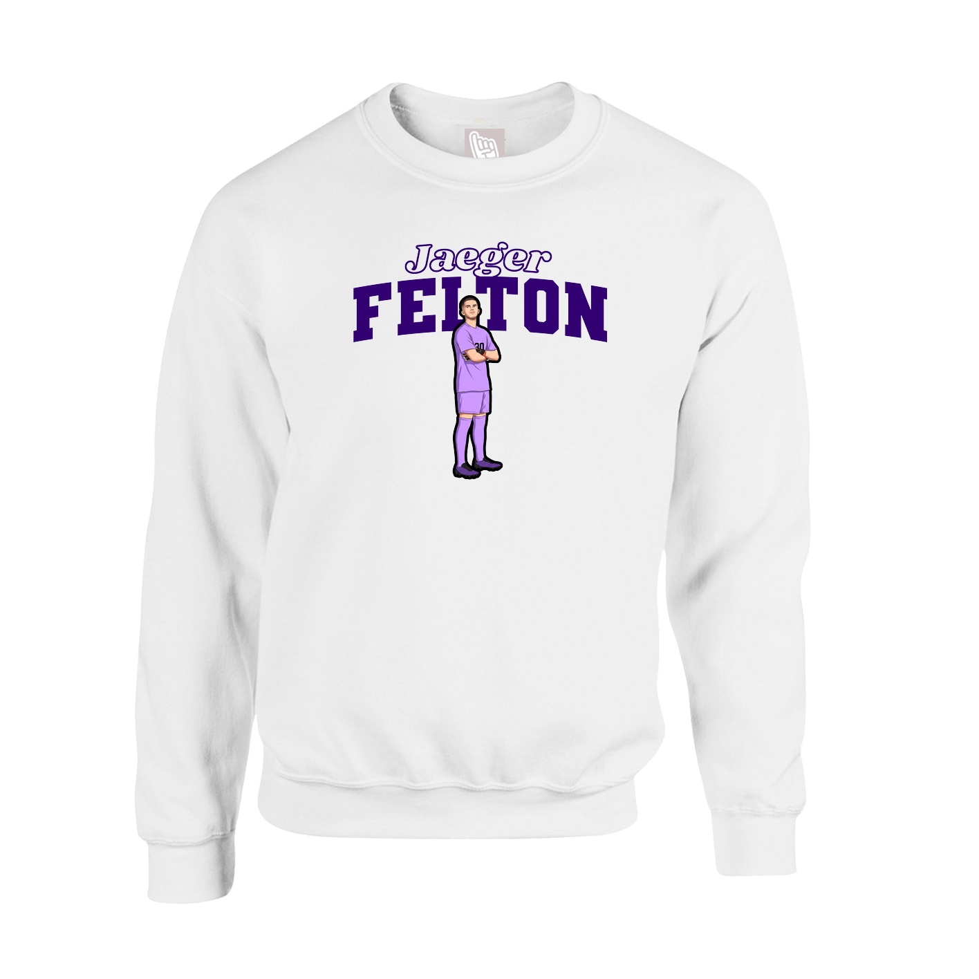 Fleece Crew — Name Arch in White