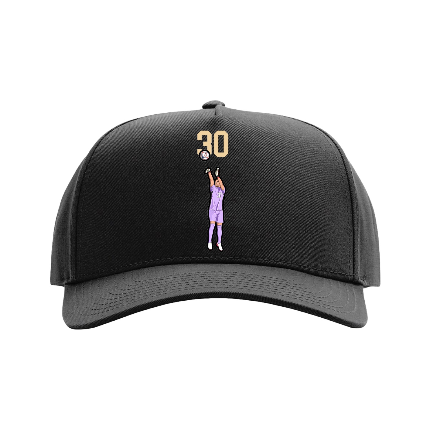 Full Fabric Five-Panel Champ Cap — Number Top in Black