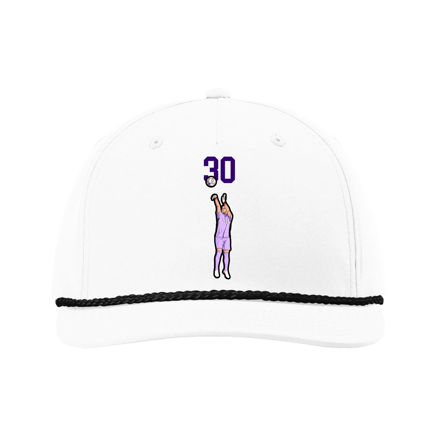 Five-Panel Classic Rope Cap — Number Top in White