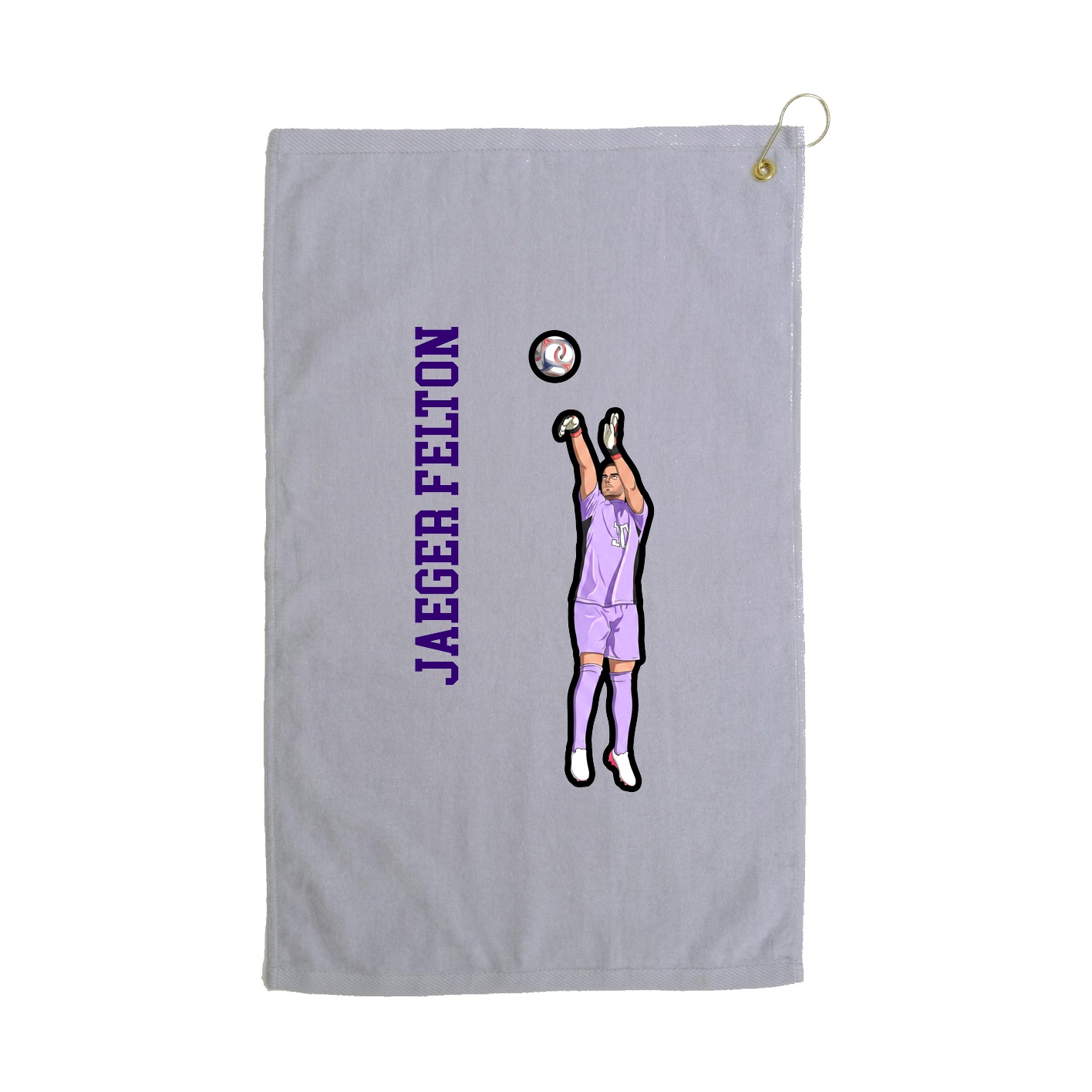 Golf Towel — Name Vertical in Grey