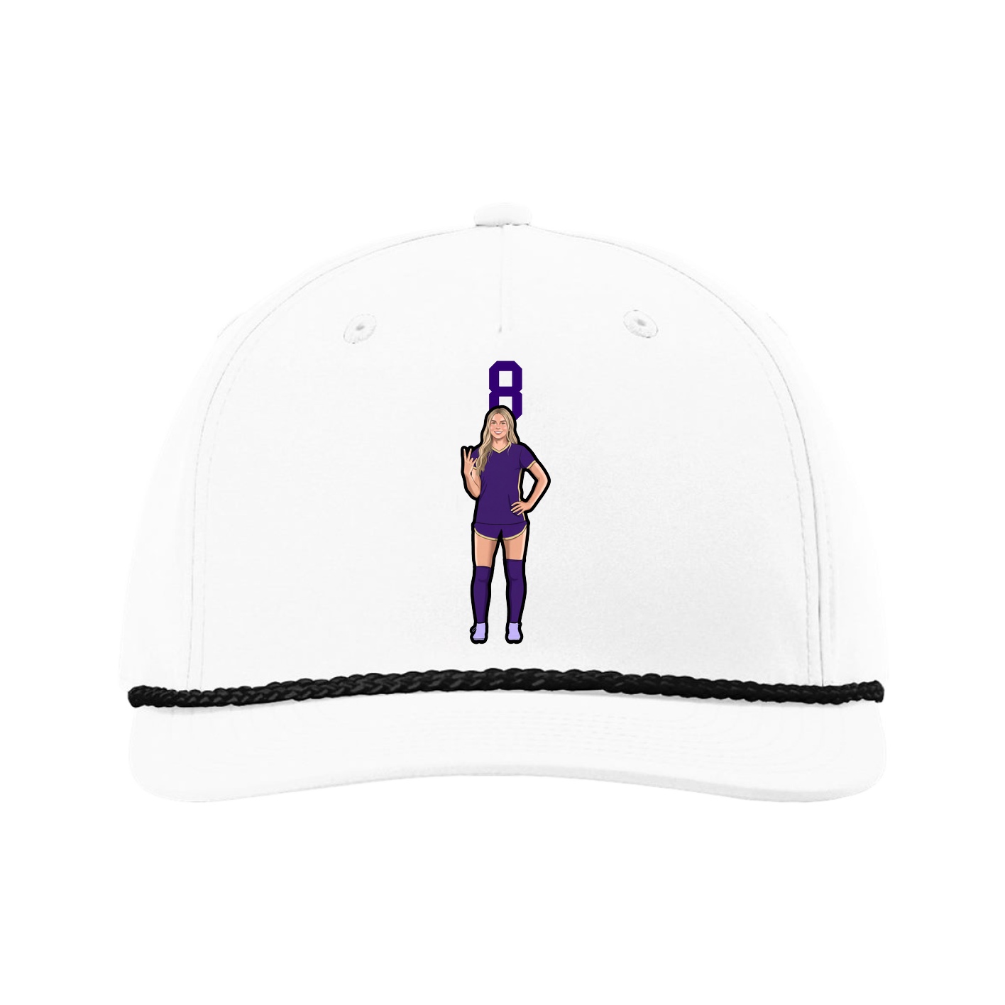 Five-Panel Classic Rope Cap — Number Top in White