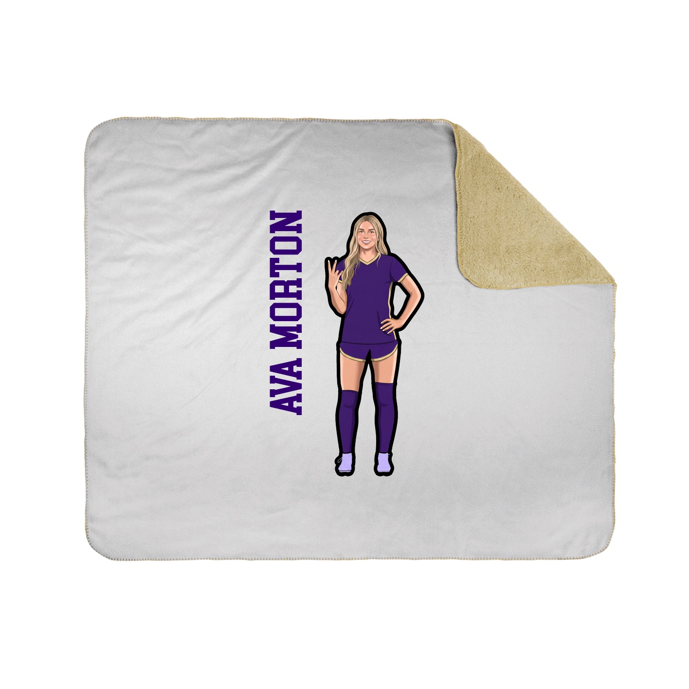 Throw Blanket — Name Vertical in White