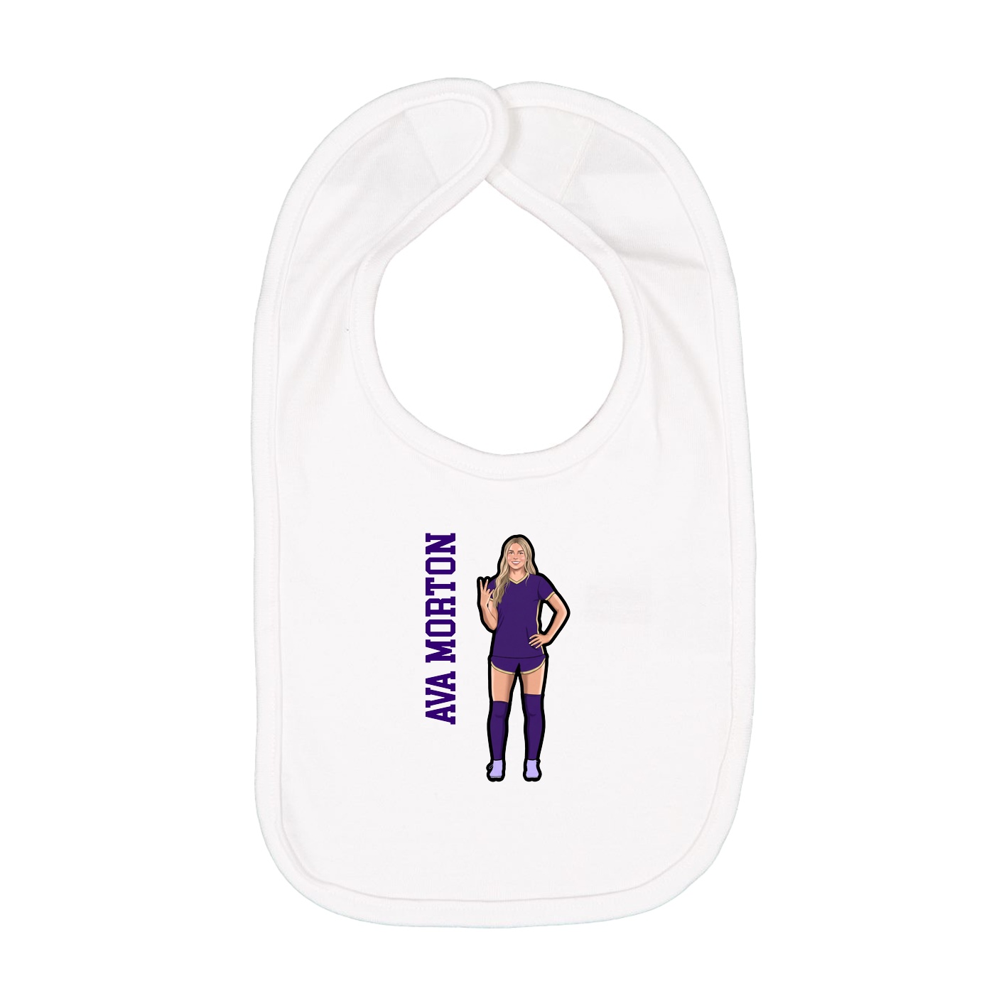 Infant Bib — Name Vertical in White