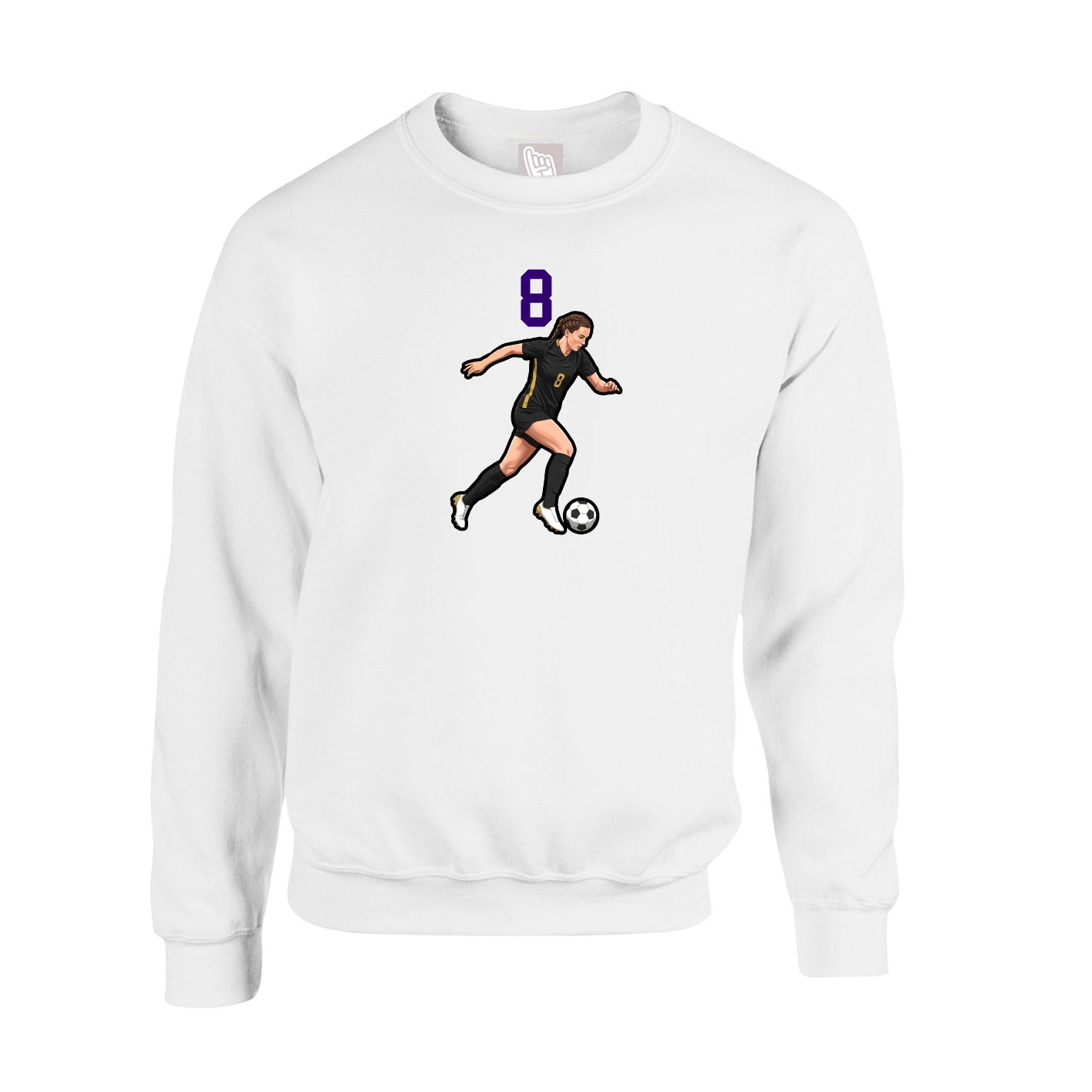 Fleece Crew — Number Top in White