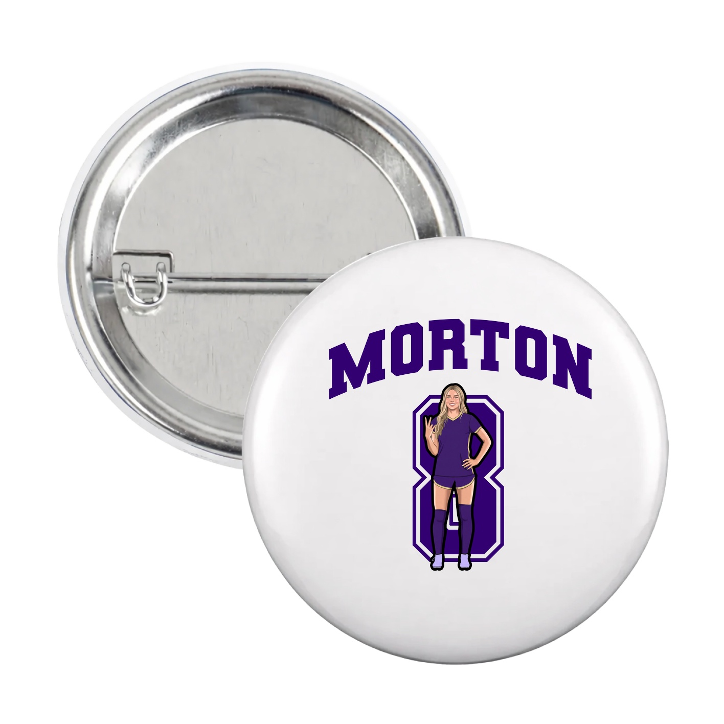 Game Day Button — Number in White