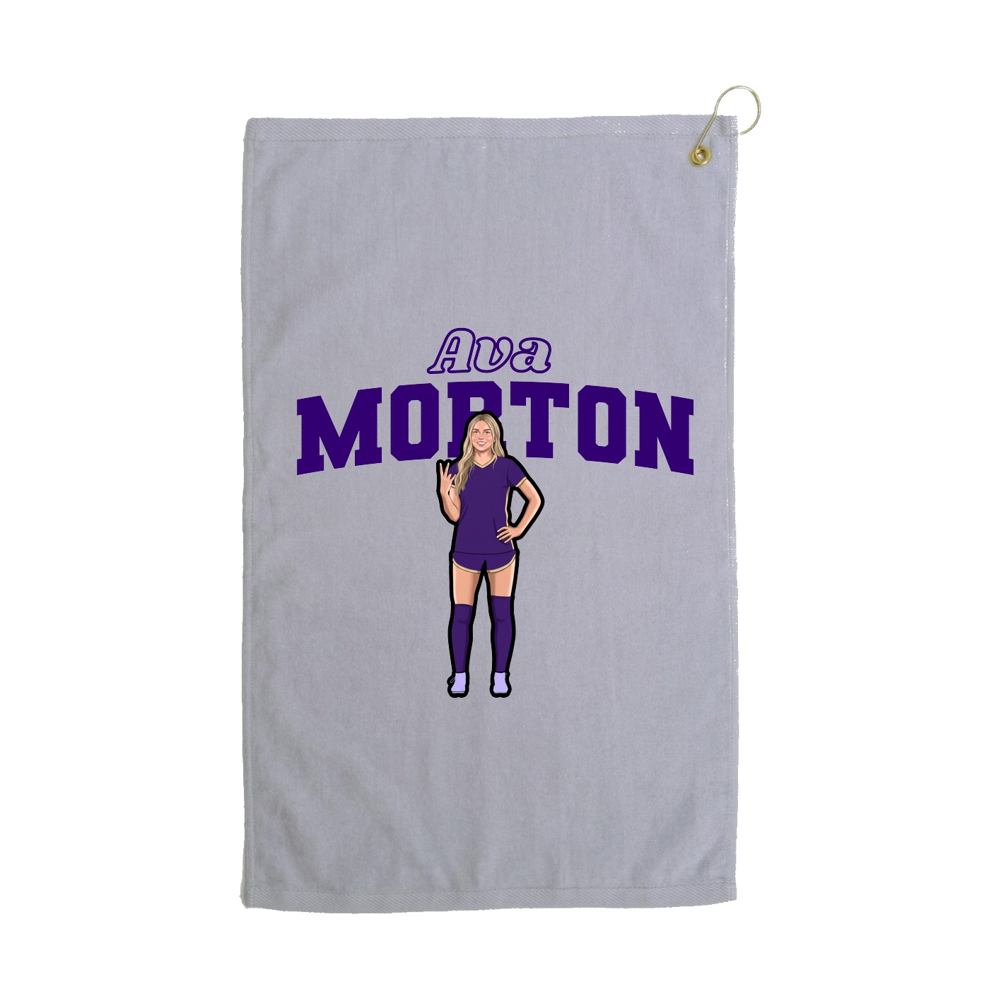 Golf Towel — Name Arch in Grey