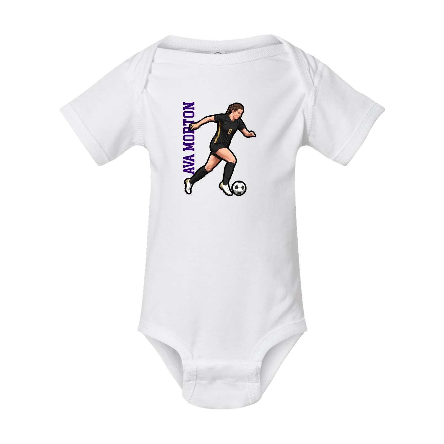 Baby Onesie — Name Vertical in White