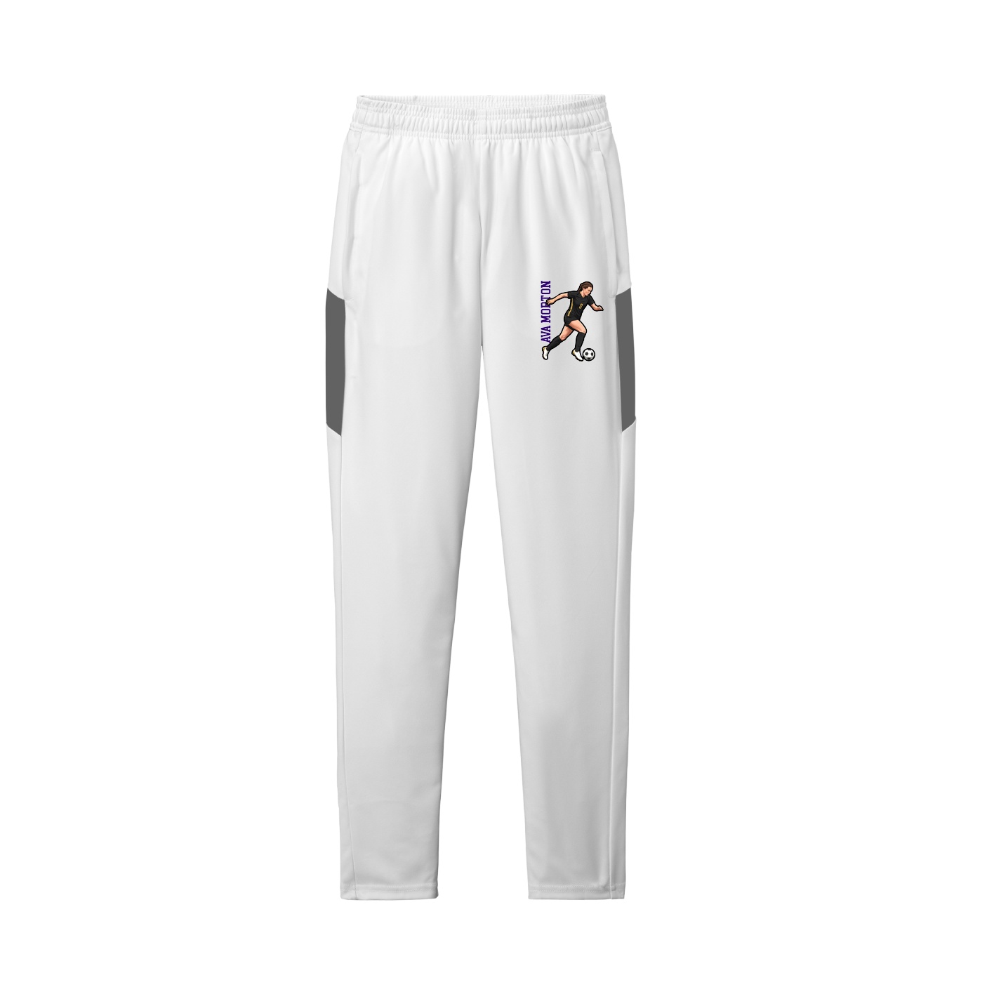 Team Travel Pant — Name Vertical in White/Grey