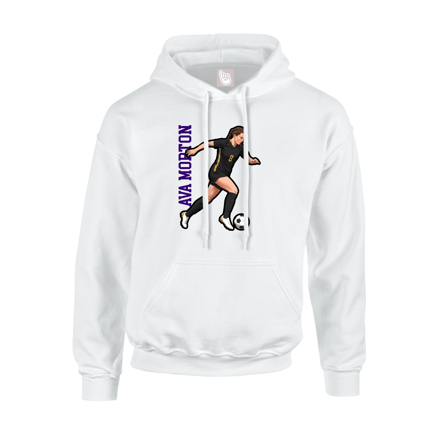 Youth Hoodie — Name Vertical in White