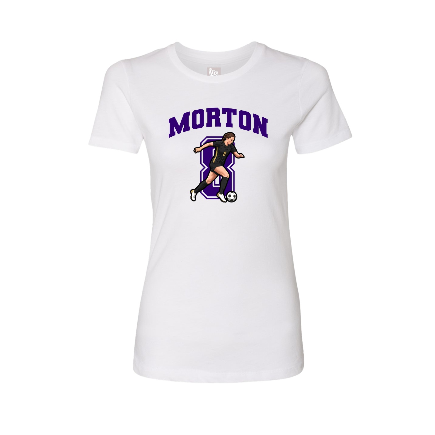 Fitted Women's Tee — Number in White