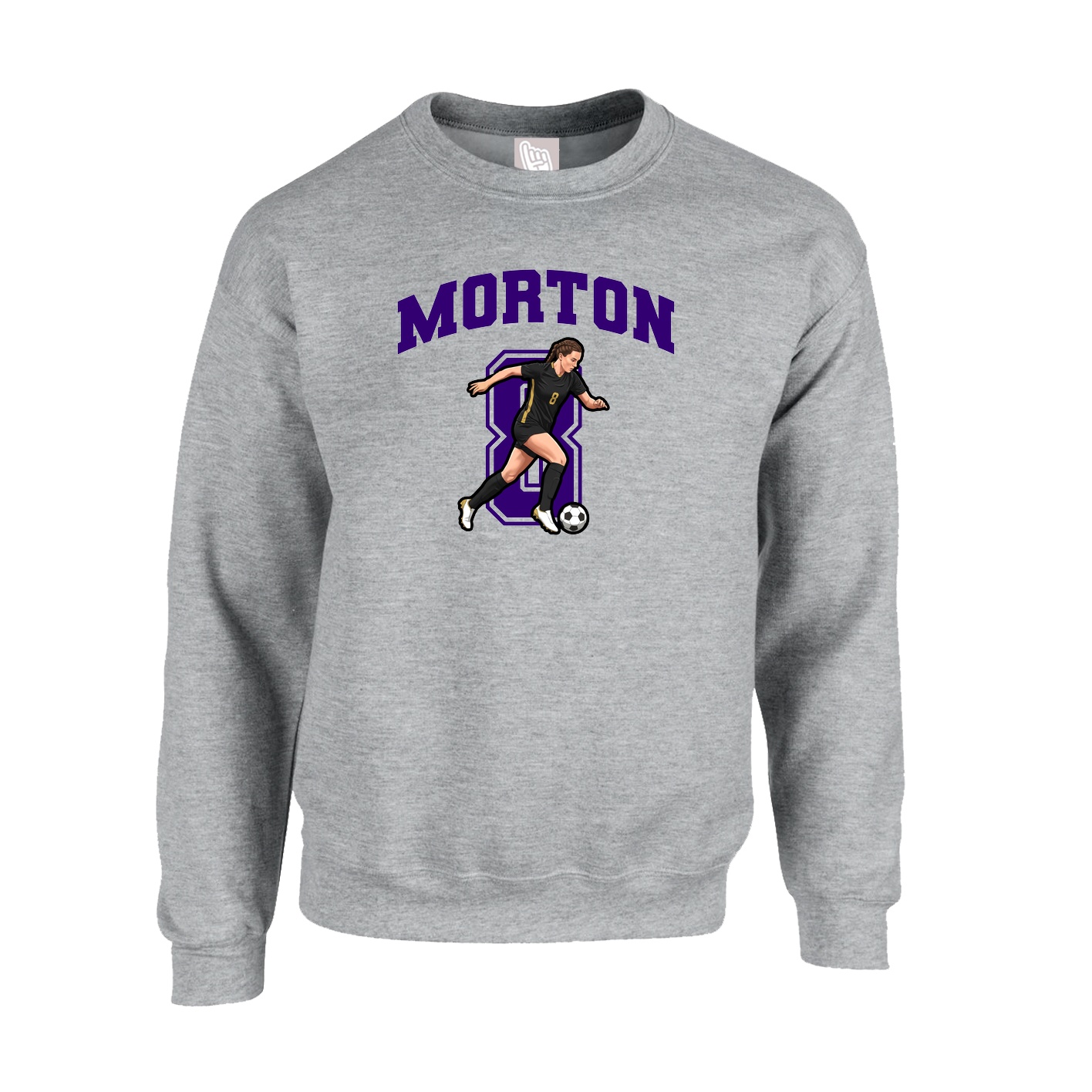 Fleece Crew — Number in Grey