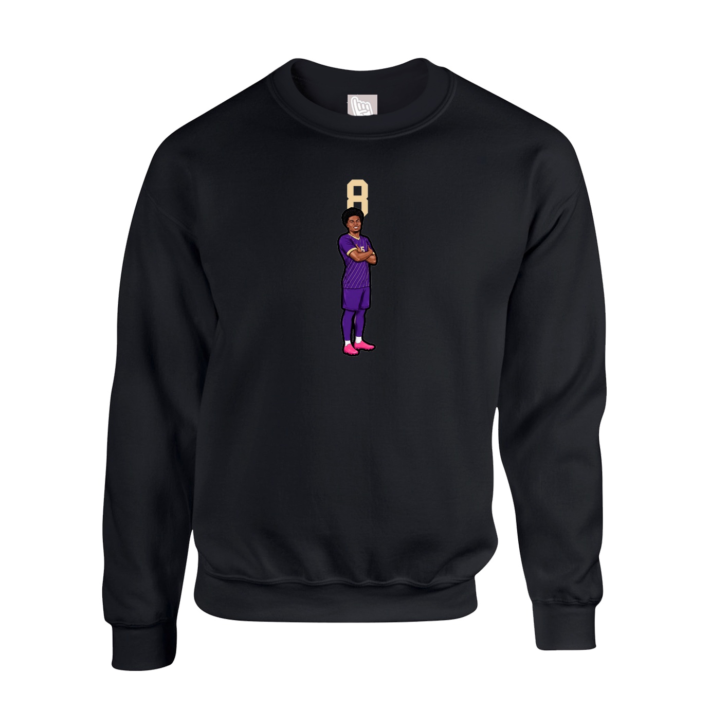Fleece Crew — Number Top in Black